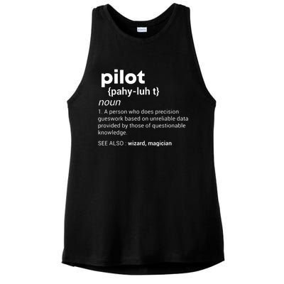 Funny Pilot Definition Design Airplane Jet Aviation Graphic Ladies PosiCharge Tri-Blend Wicking Tank