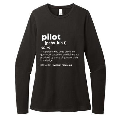 Funny Pilot Definition Design Airplane Jet Aviation Graphic Womens CVC Long Sleeve Shirt