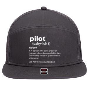 Funny Pilot Definition Design Airplane Jet Aviation Graphic 7 Panel Mesh Trucker Snapback Hat