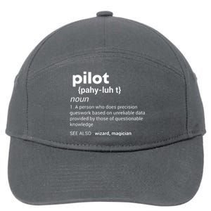 Funny Pilot Definition Design Airplane Jet Aviation Graphic 7-Panel Snapback Hat