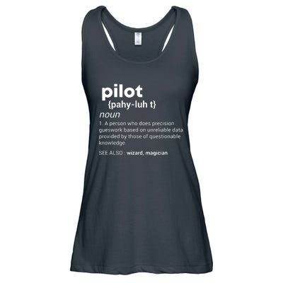 Funny Pilot Definition Design Airplane Jet Aviation Graphic Ladies Essential Flowy Tank