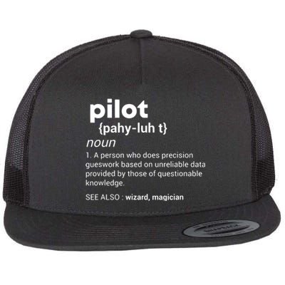 Funny Pilot Definition Design Airplane Jet Aviation Graphic Flat Bill Trucker Hat