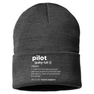 Funny Pilot Definition Design Airplane Jet Aviation Graphic Sustainable Knit Beanie