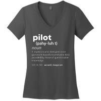 Funny Pilot Definition Design Airplane Jet Aviation Graphic Women's V-Neck T-Shirt