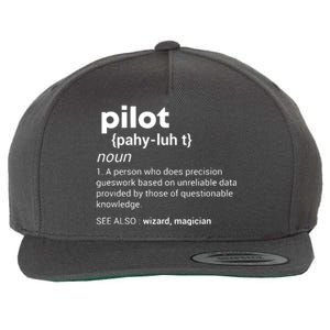 Funny Pilot Definition Design Airplane Jet Aviation Graphic Wool Snapback Cap