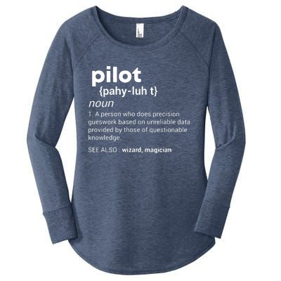 Funny Pilot Definition Design Airplane Jet Aviation Graphic Women's Perfect Tri Tunic Long Sleeve Shirt