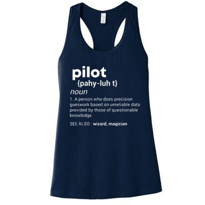 Funny Pilot Definition Design Airplane Jet Aviation Graphic Women's Racerback Tank