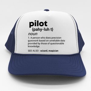 Funny Pilot Definition Design Airplane Jet Aviation Graphic Trucker Hat