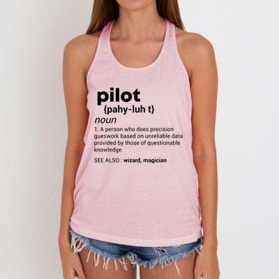 Funny Pilot Definition Design Airplane Jet Aviation Graphic Women's Knotted Racerback Tank