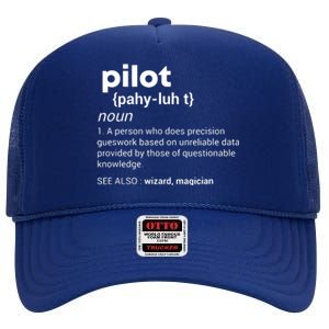 Funny Pilot Definition Design Airplane Jet Aviation Graphic High Crown Mesh Back Trucker Hat