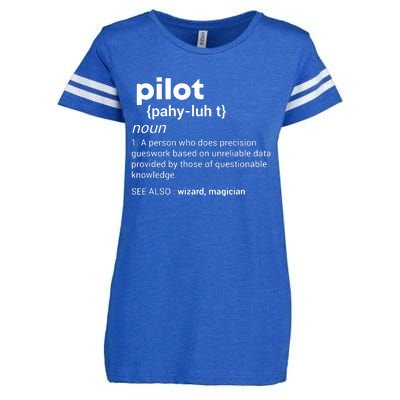 Funny Pilot Definition Design Airplane Jet Aviation Graphic Enza Ladies Jersey Football T-Shirt