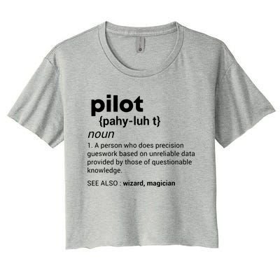 Funny Pilot Definition Design Airplane Jet Aviation Graphic Women's Crop Top Tee