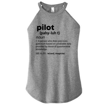 Funny Pilot Definition Design Airplane Jet Aviation Graphic Women's Perfect Tri Rocker Tank