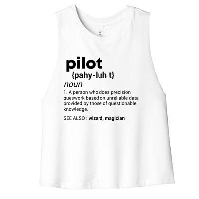 Funny Pilot Definition Design Airplane Jet Aviation Graphic Women's Racerback Cropped Tank