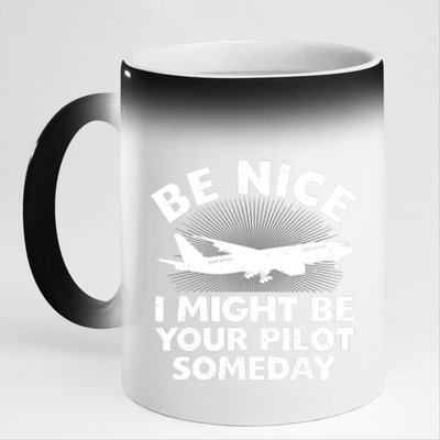 Funny Pilot Design For Men Women Aviation Airplane Pilot 11oz Black Color Changing Mug