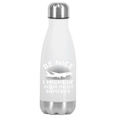 Funny Pilot Design For Men Women Aviation Airplane Pilot Stainless Steel Insulated Water Bottle