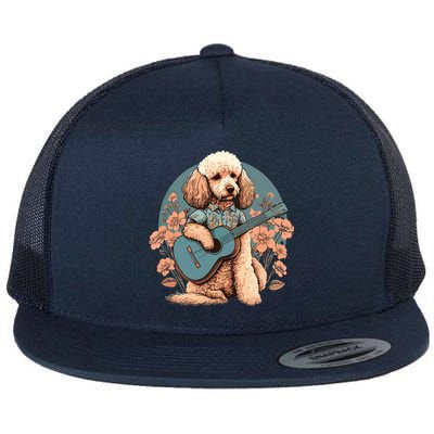 Funny Poodle Dog Miniature Poodle Toy Poodle Country Music Flat Bill Trucker Hat