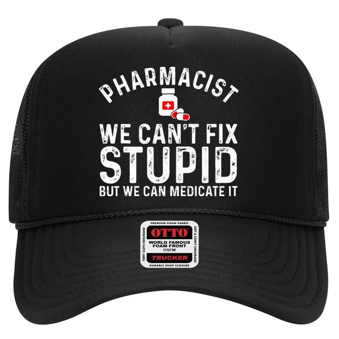 Funny Pharmacy Design For Pharmacist Wo Pharmacy Tech High Crown Mesh Back Trucker Hat