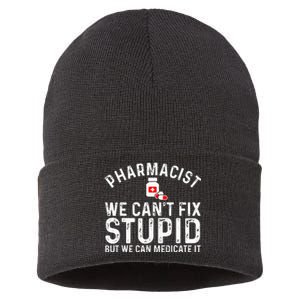 Funny Pharmacy Design For Pharmacist Wo Pharmacy Tech Sustainable Knit Beanie