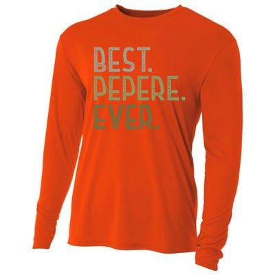 Funny Pepere Design For Grandad Fathers Day Best Pepere Ever Gift Cooling Performance Long Sleeve Crew