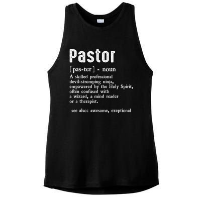 Funny Pastor Definition Gift Christian Preachers Ladies PosiCharge Tri-Blend Wicking Tank