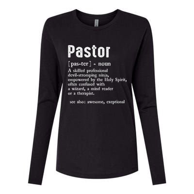 Funny Pastor Definition Gift Christian Preachers Womens Cotton Relaxed Long Sleeve T-Shirt