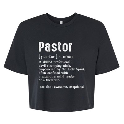 Funny Pastor Definition Gift Christian Preachers Bella+Canvas Jersey Crop Tee