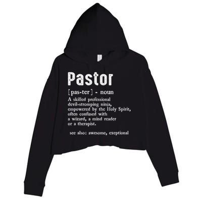 Funny Pastor Definition Gift Christian Preachers Crop Fleece Hoodie