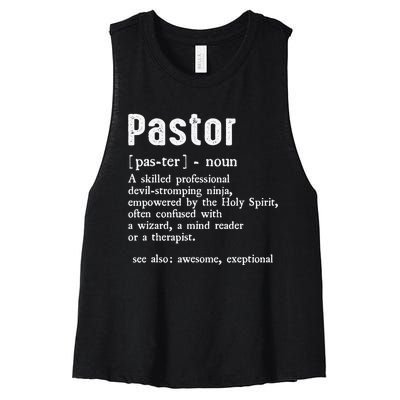 Funny Pastor Definition Gift Christian Preachers Women's Racerback Cropped Tank