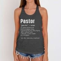 Funny Pastor Definition Gift Christian Preachers Women's Knotted Racerback Tank