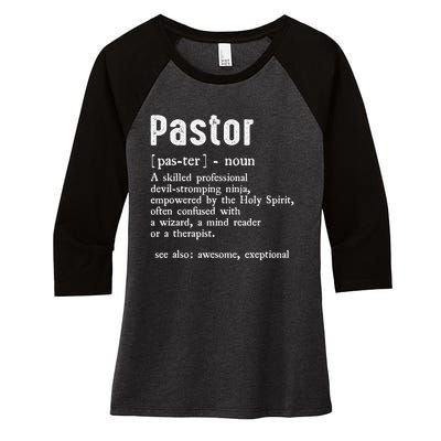 Funny Pastor Definition Gift Christian Preachers Women's Tri-Blend 3/4-Sleeve Raglan Shirt