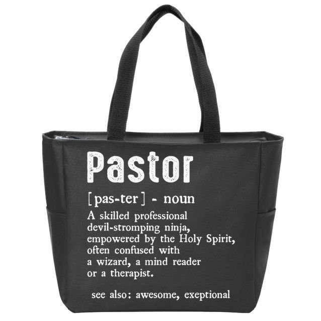 Funny Pastor Definition Gift Christian Preachers Zip Tote Bag