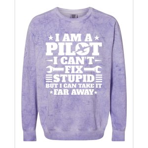 Funny Pilot Design Aviation Airplane Pilot And Gift Colorblast Crewneck Sweatshirt