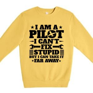 Funny Pilot Design Aviation Airplane Pilot And Gift Premium Crewneck Sweatshirt