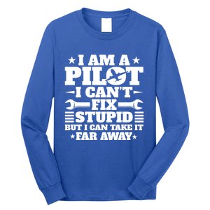 Funny Pilot Design Aviation Airplane Pilot And Gift Long Sleeve Shirt