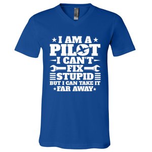 Funny Pilot Design Aviation Airplane Pilot And Gift V-Neck T-Shirt