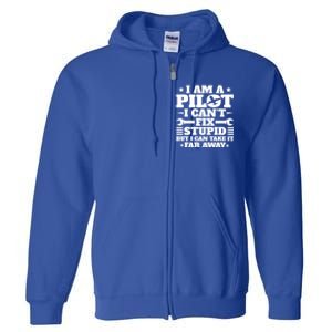 Funny Pilot Design Aviation Airplane Pilot And Gift Full Zip Hoodie