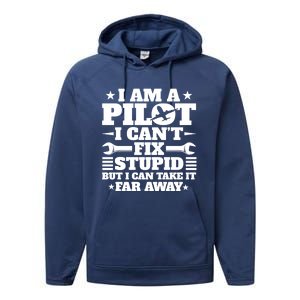 Funny Pilot Design Aviation Airplane Pilot And Gift Performance Fleece Hoodie