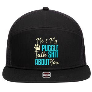 Funny Puggle Dog Pug Beagle Mom Dad Gift Idea 7 Panel Mesh Trucker Snapback Hat