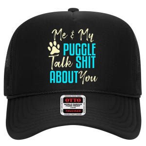 Funny Puggle Dog Pug Beagle Mom Dad Gift Idea High Crown Mesh Back Trucker Hat