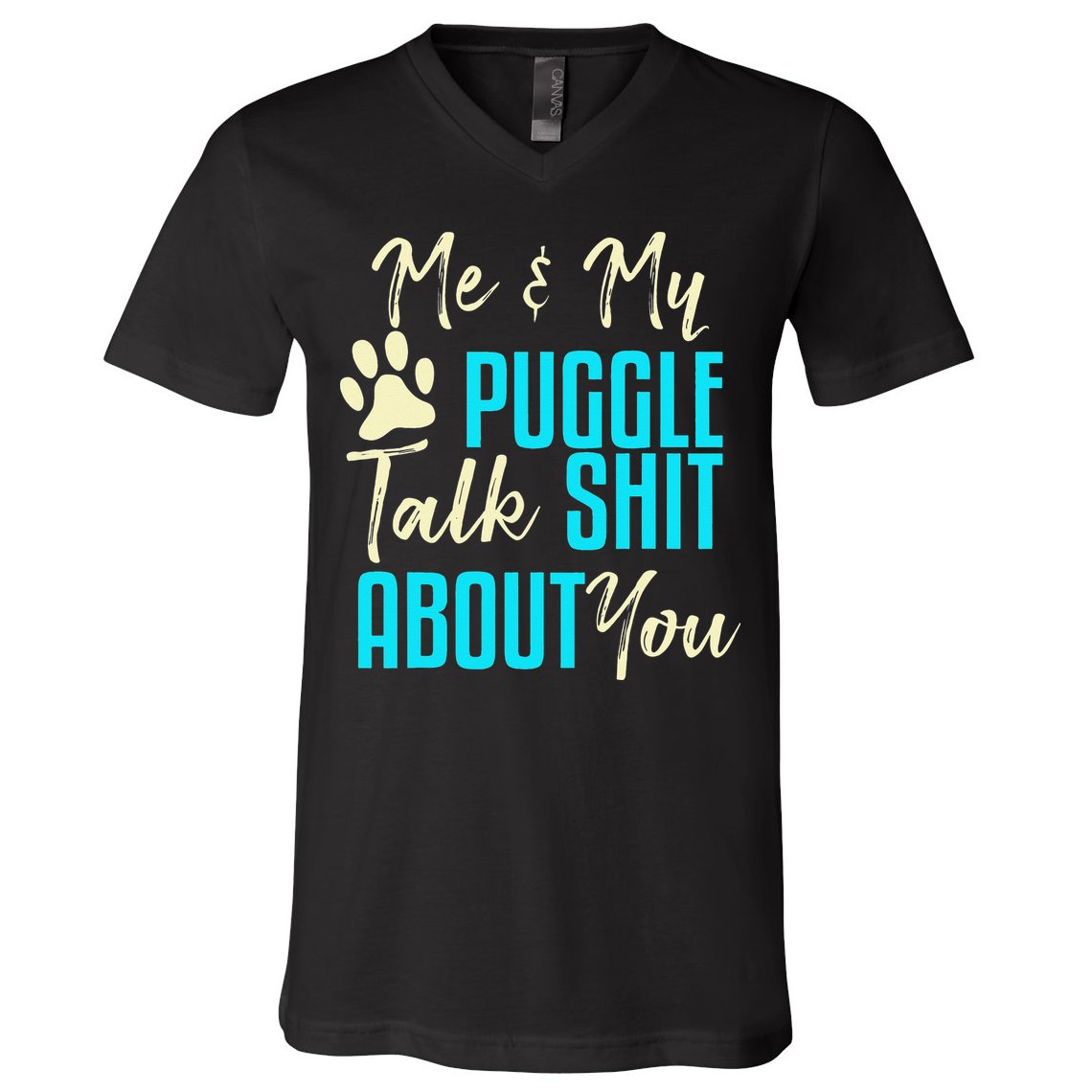 Funny Puggle Dog Pug Beagle Mom Dad Gift Idea V-Neck T-Shirt