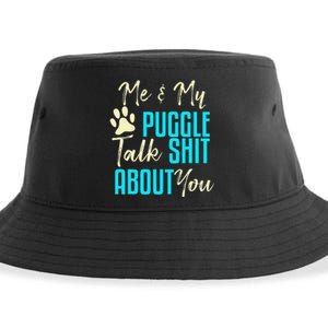 Funny Puggle Dog Pug Beagle Mom Dad Gift Idea Sustainable Bucket Hat