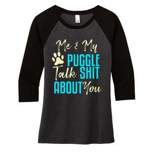 Funny Puggle Dog Pug Beagle Mom Dad Gift Idea Women's Tri-Blend 3/4-Sleeve Raglan Shirt