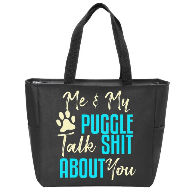 Funny Puggle Dog Pug Beagle Mom Dad Gift Idea Zip Tote Bag