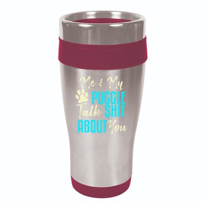 Funny Puggle Dog Pug Beagle Mom Dad Gift Idea 16oz Travel Tumbler