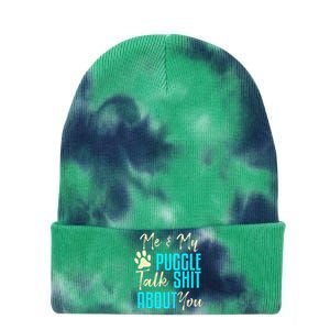 Funny Puggle Dog Pug Beagle Mom Dad Gift Idea Tie Dye 12in Knit Beanie