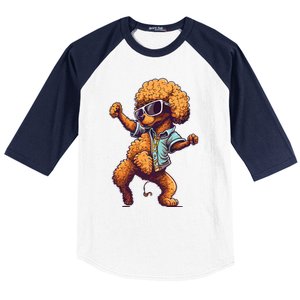 Funny Poodle Dog Miniature Poodle Toy Poodle Dance Dabbing Baseball Sleeve Shirt