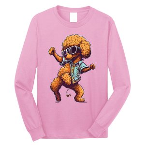 Funny Poodle Dog Miniature Poodle Toy Poodle Dance Dabbing Long Sleeve Shirt