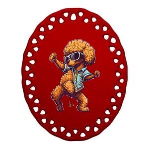 Funny Poodle Dog Miniature Poodle Toy Poodle Dance Dabbing Ceramic Oval Ornament