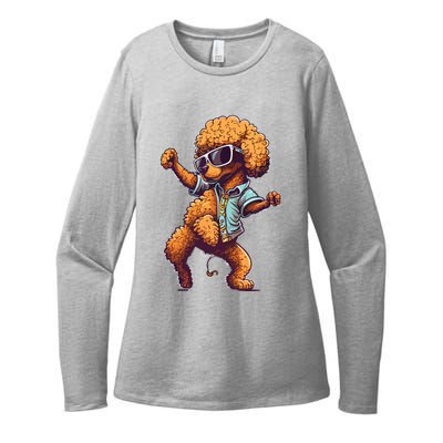 Funny Poodle Dog Miniature Poodle Toy Poodle Dance Dabbing Womens CVC Long Sleeve Shirt